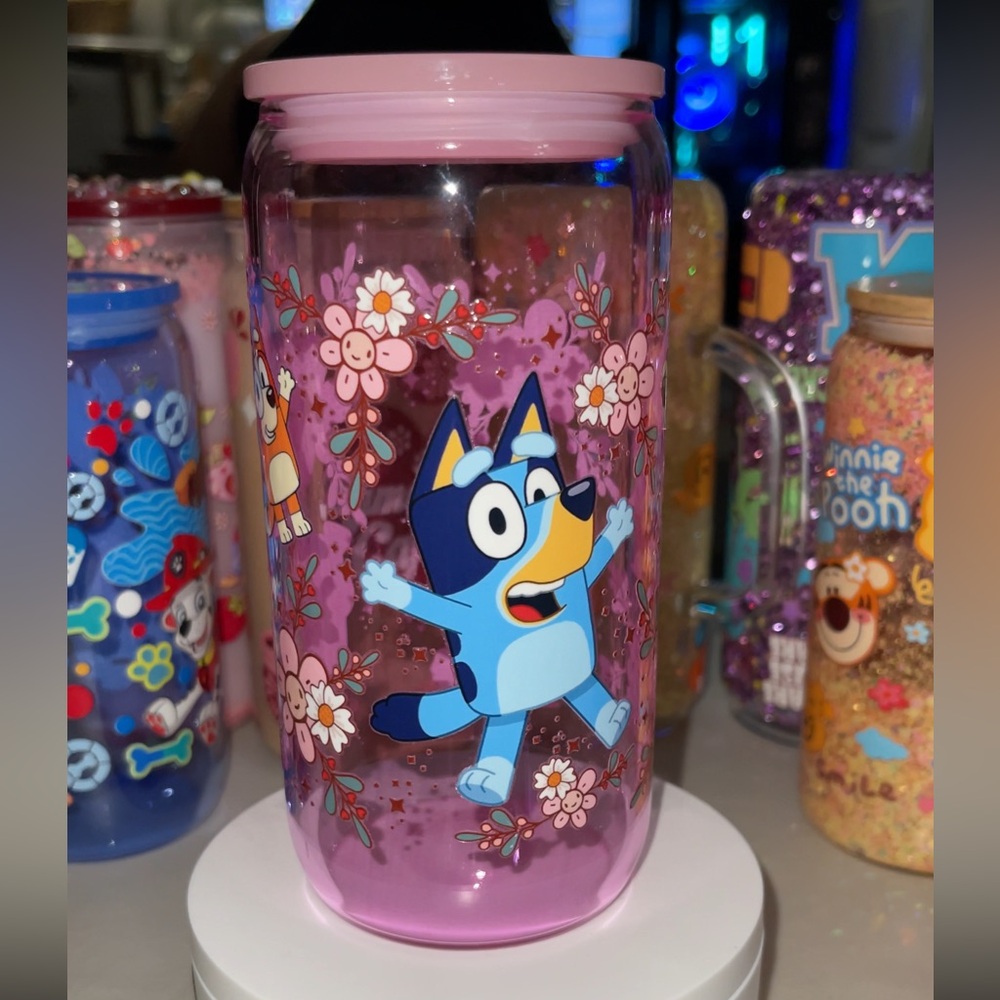 Pink Bluey Character Tumbler